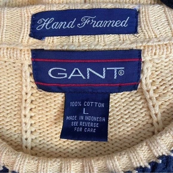 GANT Men's size Large Classic Crew Neck yellow pull-on long sleeve knit sweater - Picture 5 of 6